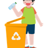 illustrations of throwing plastic bottle in trash