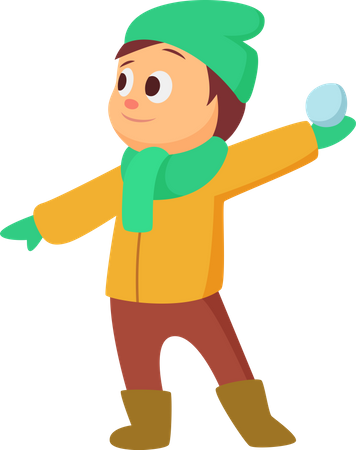 Boy throwing snow ball Illustration