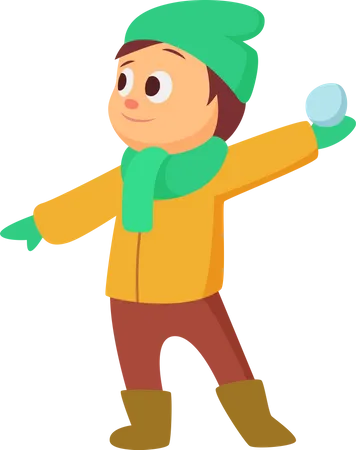 Boy throwing snow ball  Illustration