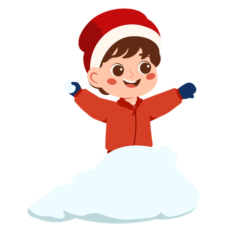 雪玉を投げる少年  イラスト