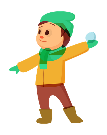 Boy throwing snowball Illustration