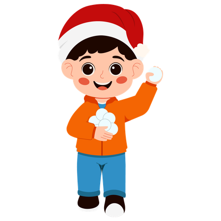 Boy throwing snowball  Illustration