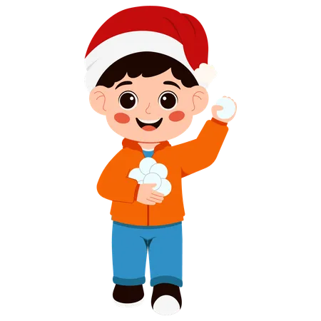 Boy throwing snowball  Illustration