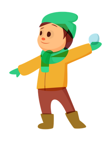 Boy throwing snowball  Illustration