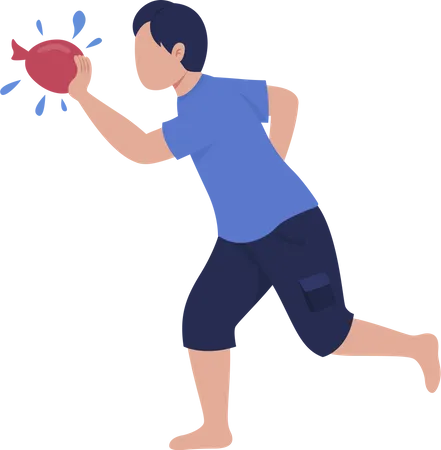 Boy throwing water bomb  Illustration