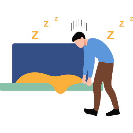Boy tired and going to bed  Illustration