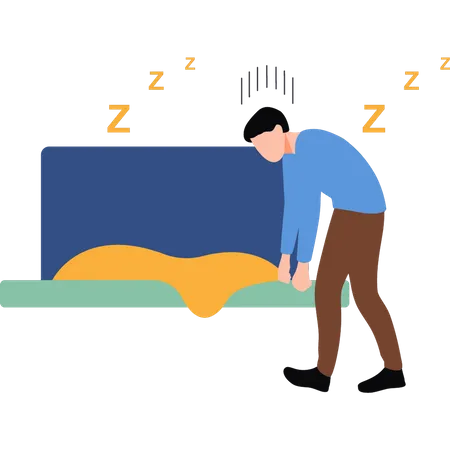 The Boy Is Tired And Going To Bed Illustration