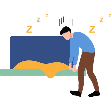 Boy tired and going to bed  Illustration