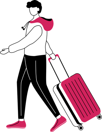 Boy tourist with suitcase  Illustration