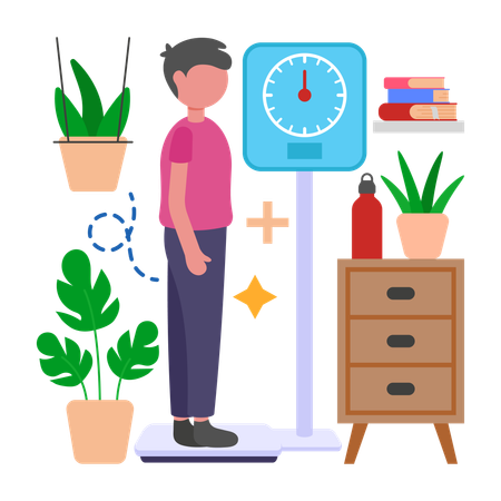 Boy Track Weight with Daily Weigh In  Illustration