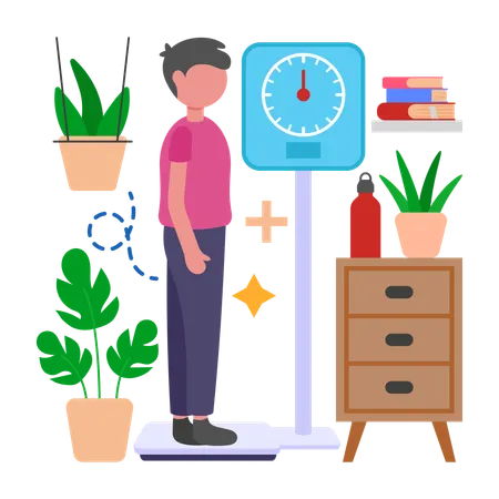 Boy Track Weight with Daily Weigh In  Illustration