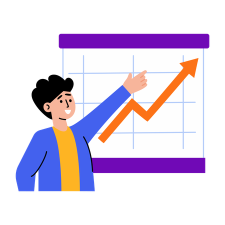 Boy tracking business scales  Illustration