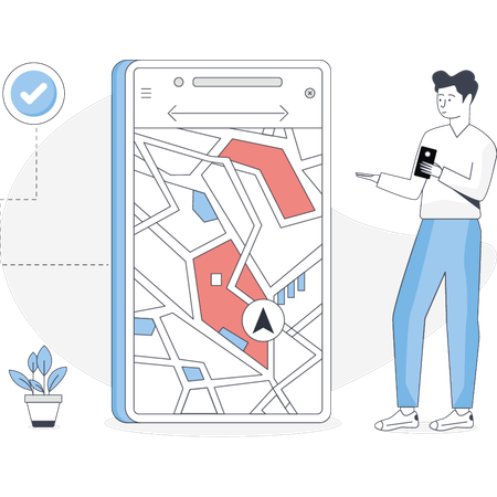 Boy tracking online location  Illustration
