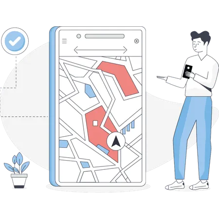 Boy tracking online location  Illustration