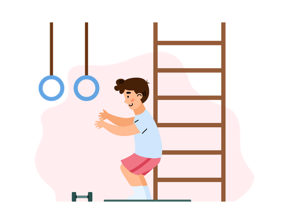 Boy training at home  Illustration