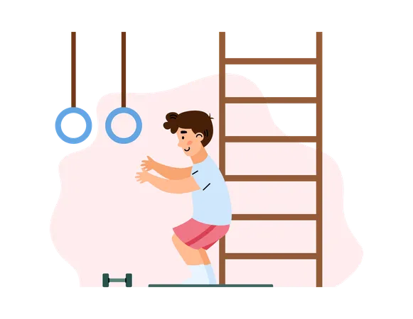 Boy training at home  Illustration