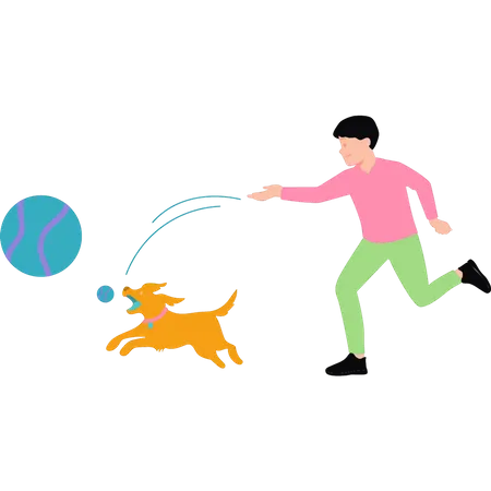 Boy training dog  Illustration