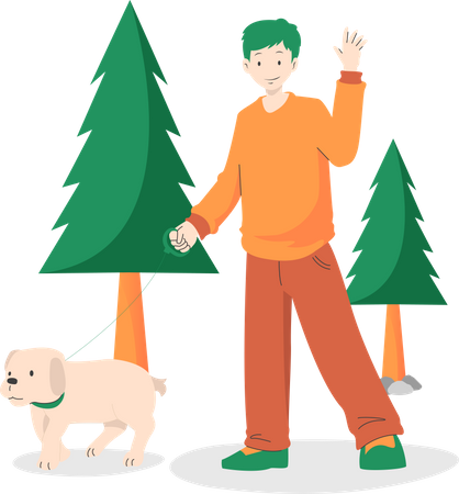 Boy Travel With Pets  Illustration