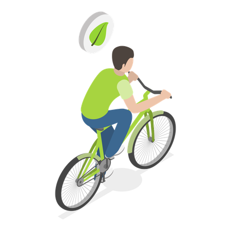 Boy traveling on cycle  Illustration