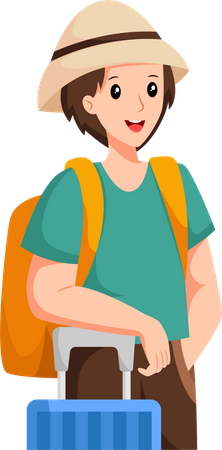 Boy Traveling with a Suitcase  Illustration