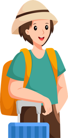 Boy Traveling with a Suitcase  イラスト