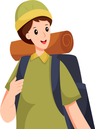 Boy Traveling with Backpack  Illustration