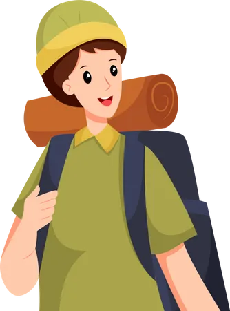 Boy Traveling with Backpack  Illustration