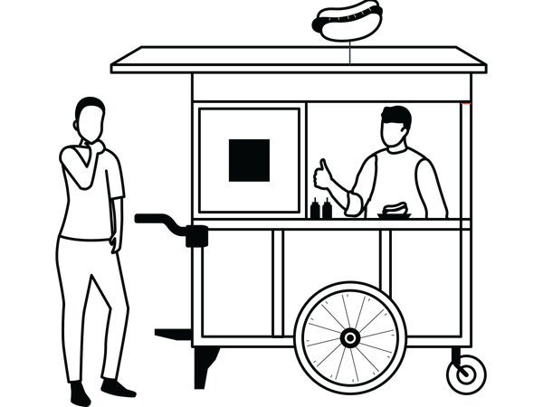 Boy trying street food  Illustration