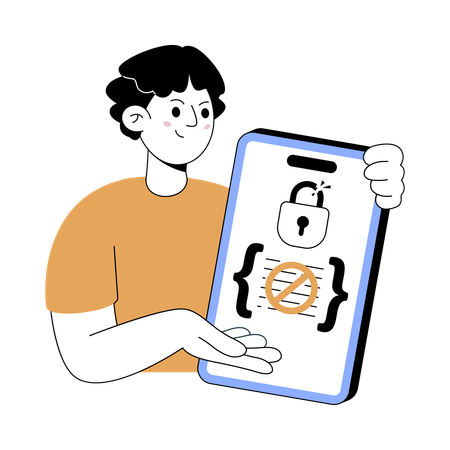 Boy trying to break the code  Illustration