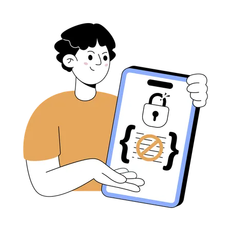 Boy trying to break the code  Illustration