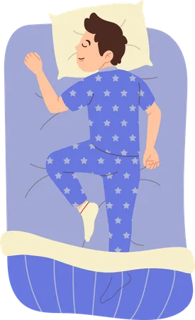 Boy trying to sleep properly during night  Illustration