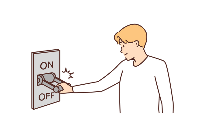 Boy Turn Off Switch  Illustration