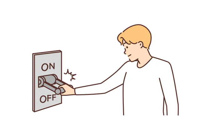 Boy Turn Off Switch  Illustration