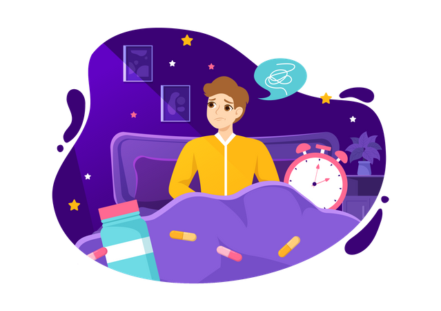 Boy Unable to Sleep  Illustration