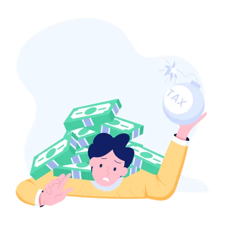 Boy under debt  Illustration