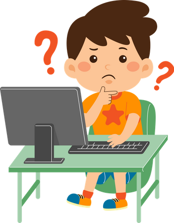 Boy use computer  Illustration