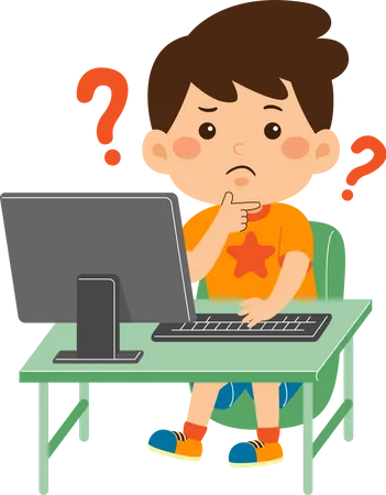 Boy use computer  Illustration