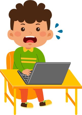 Boy use laptop  Illustration