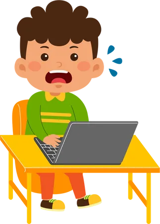 Boy use laptop  Illustration