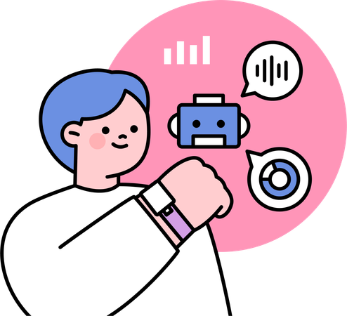 Boy use smartwatch  Illustration