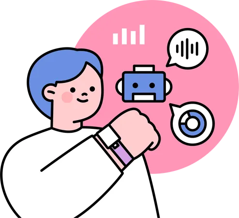 Boy use smartwatch  Illustration