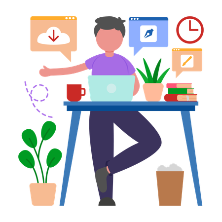 Boy Use standing desk benefits  Illustration