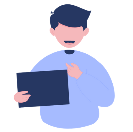 Boy using a tablet  Illustration