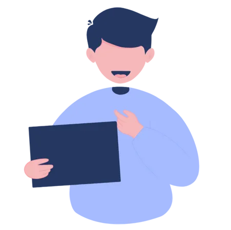 Boy using a tablet  Illustration