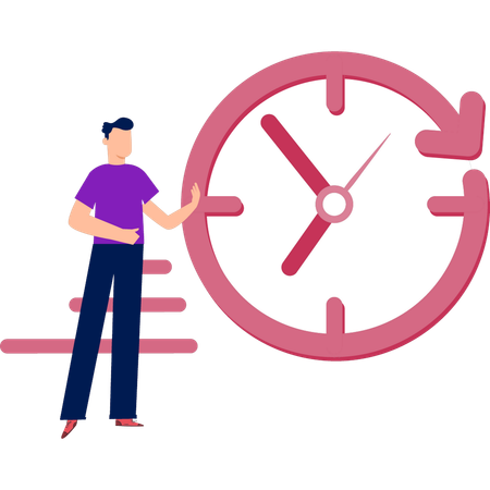 Boy using business clock  Illustration