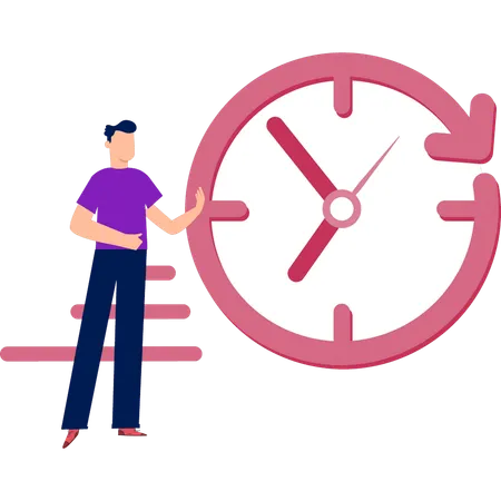 Boy using business clock  Illustration