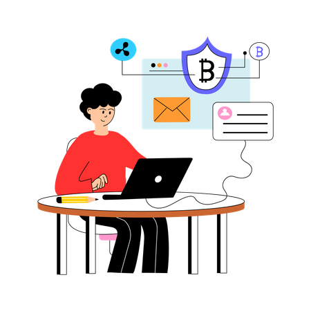 Boy using crypto encryption  Illustration