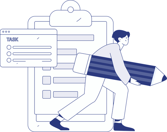 Boy using customer survey tools  Illustration