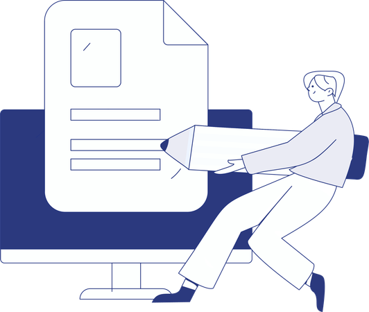 Boy using customer survey tools  Illustration