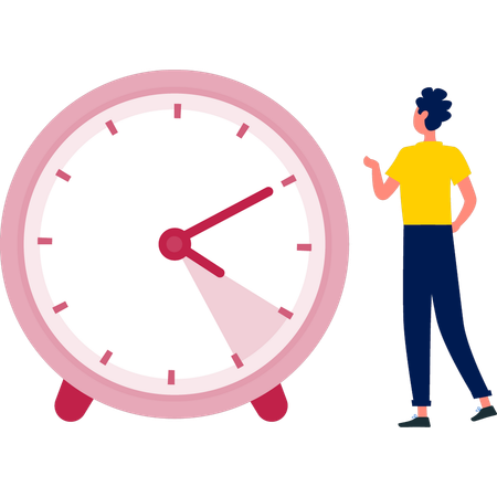 Boy using digital clock  Illustration